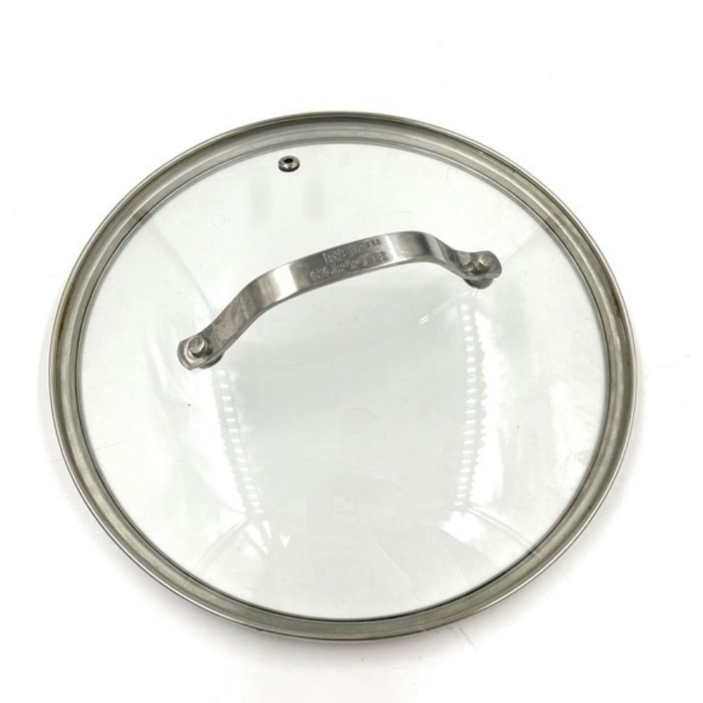 Red Copper 9” Replacement Glass Lid Round Stainless Steel Vent Hole